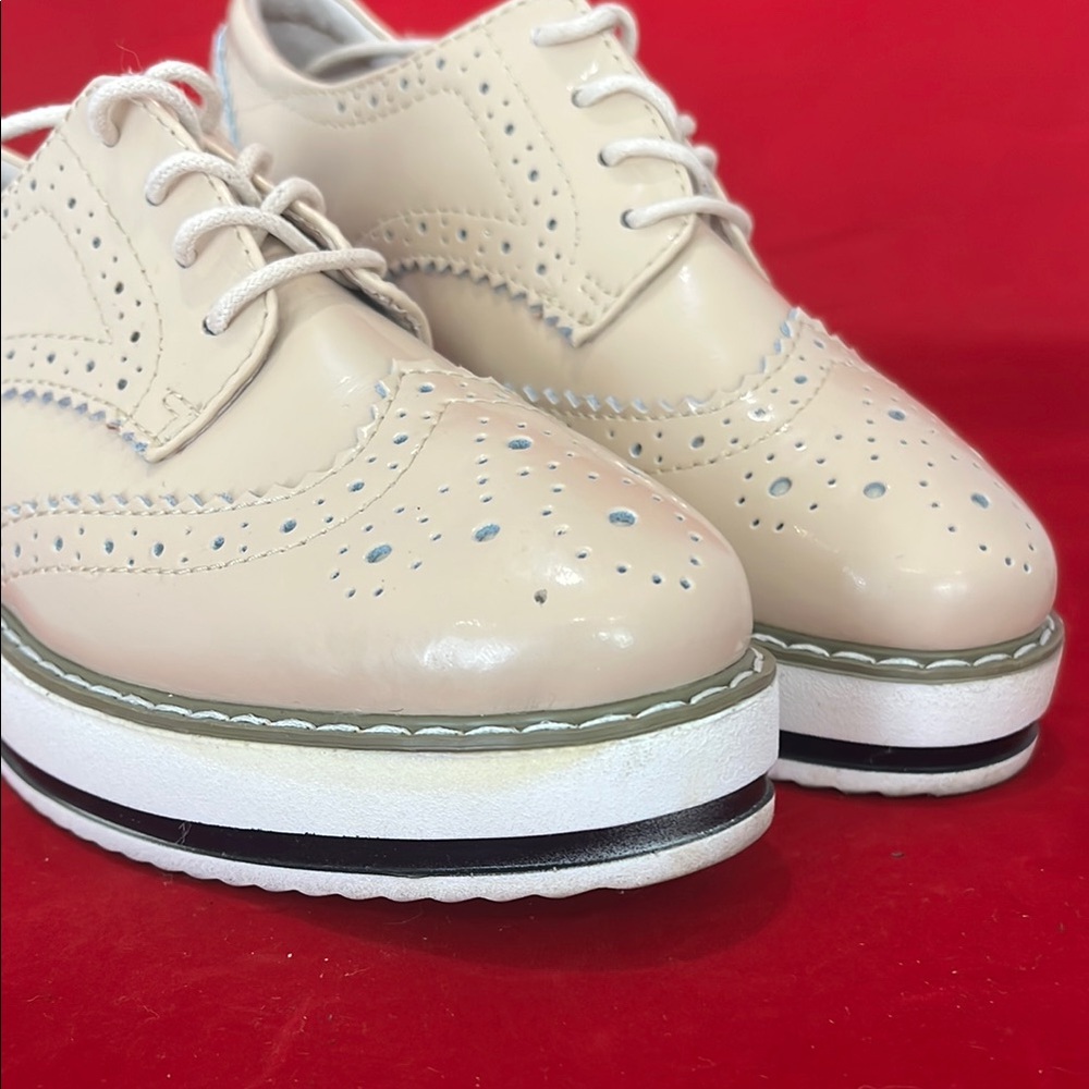 “Prada” Like Beige Platform Brogues - image 4